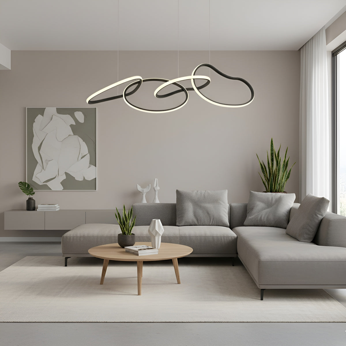 LED полилей Meridian | Висящи халки | Златист | Черен | 35W | 3000K