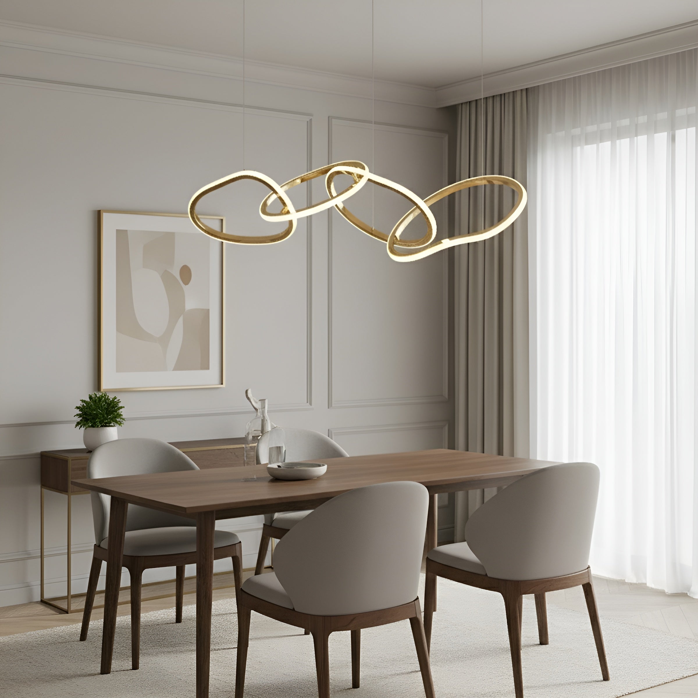 LED полилей Meridian | Висящи халки | Златист | Черен | 35W | 3000K