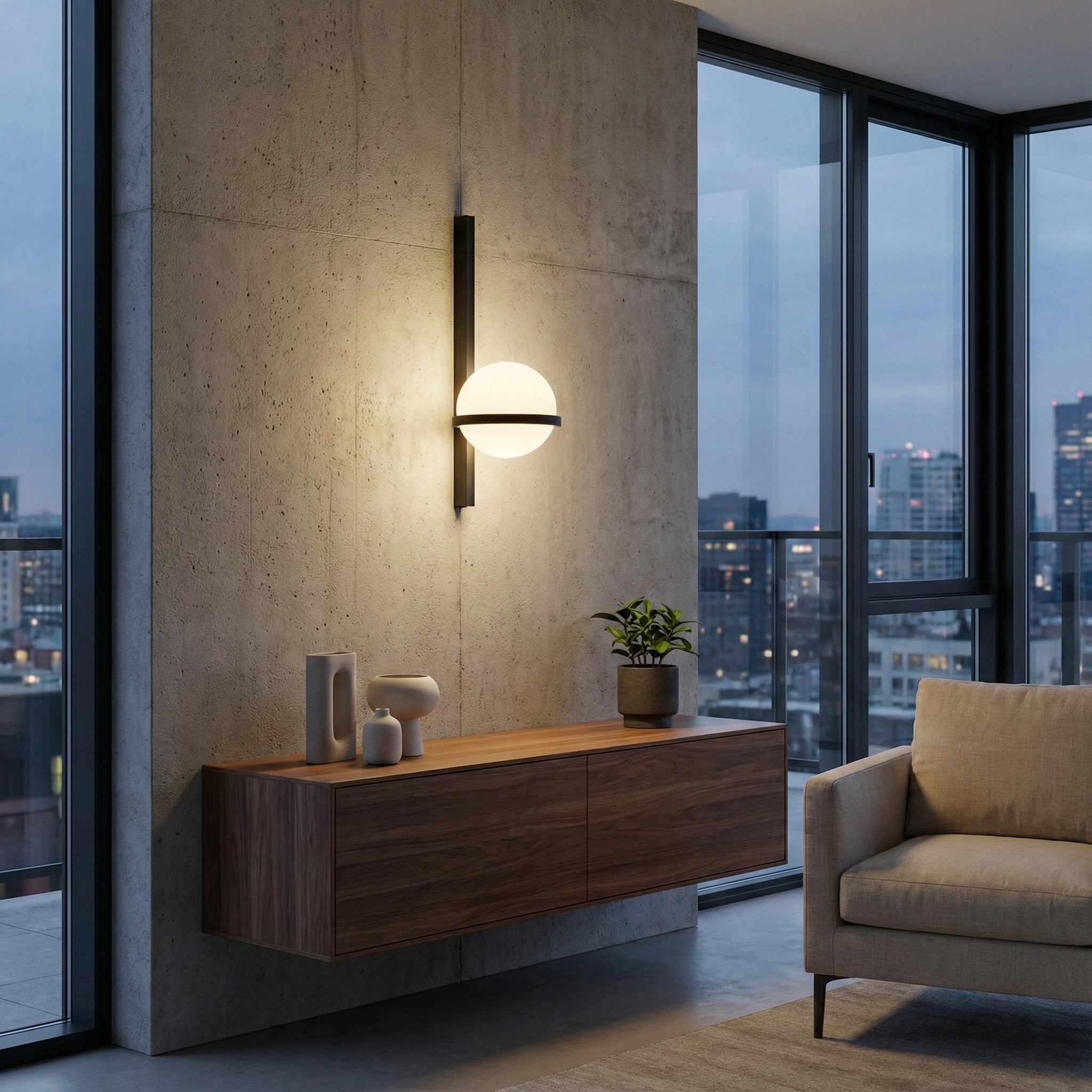 LED стенен аплик Astro Orb Wall | Сферичен | 12W | Черен