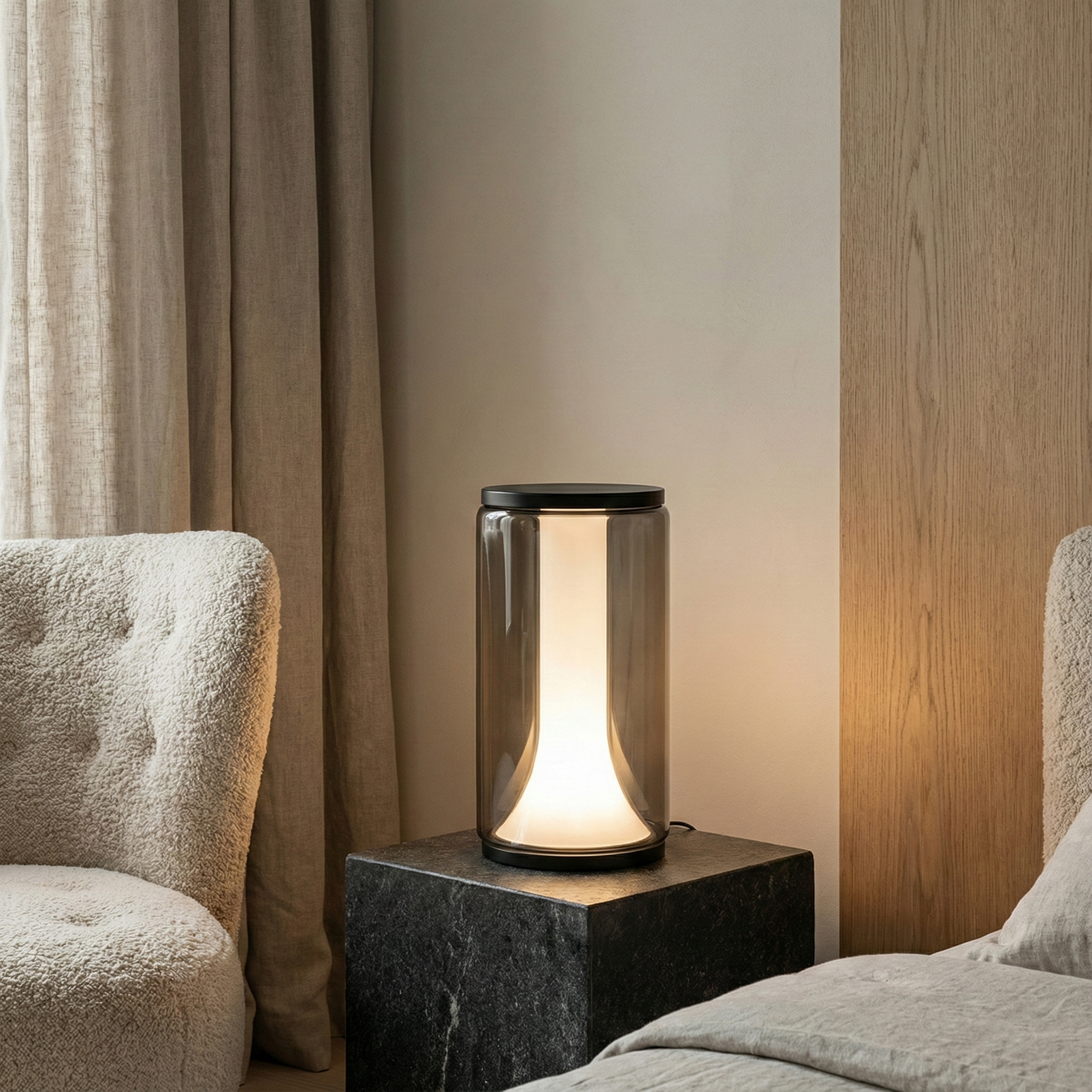 Настолна LED лампа Vivente | Цилиндрично стъкло | 15W | 3000K