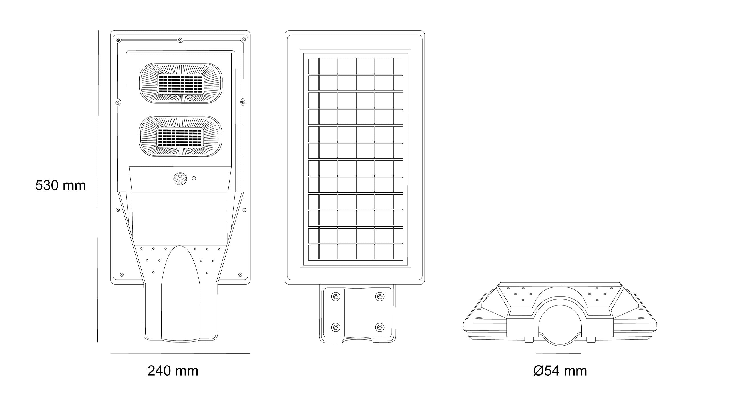 Соларна улична лампа със сензор Suneco | IP65 | 6000K | 120° ъгъл