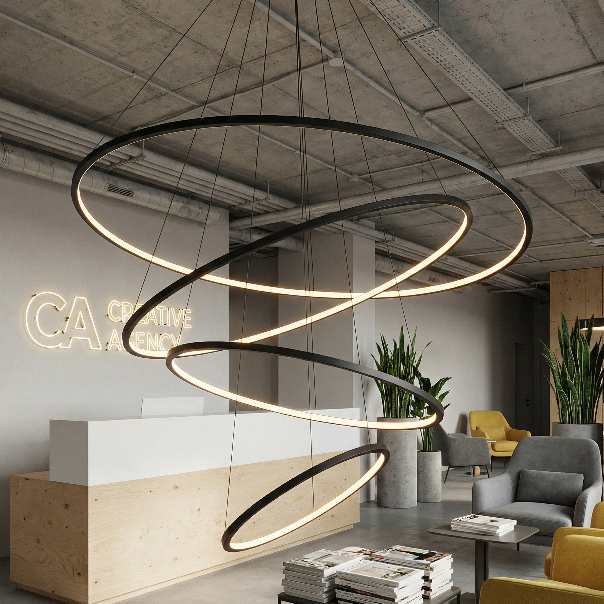 Висящ LED полилей Twist | Спираловиден | 4 Ринга | 80W | 3-CCT