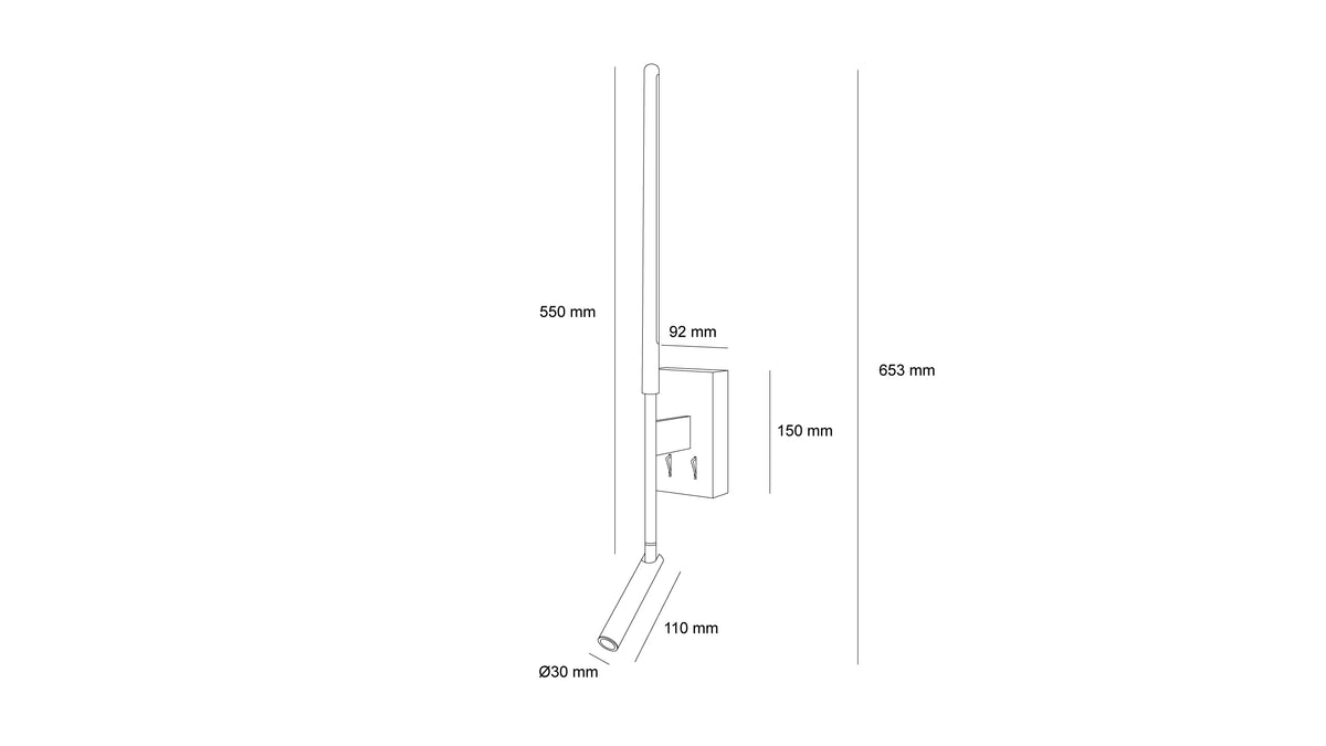 Стенен LED аплик Twin SQ | 3W+6W | 3000K