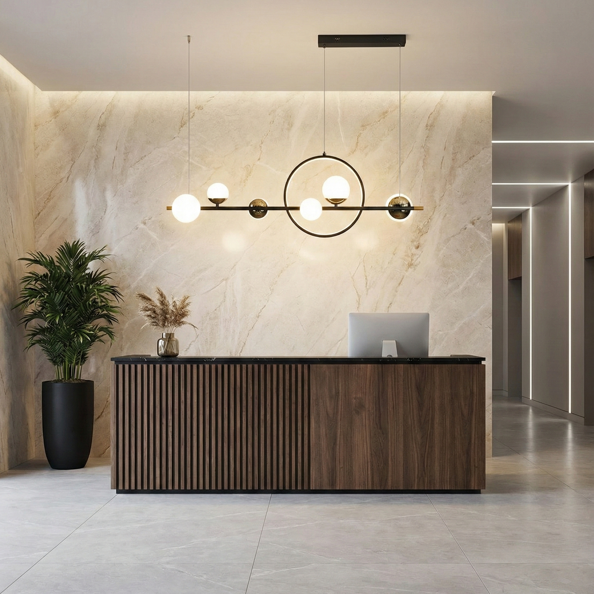 Висящ дизайнерски полилей Carina Spark с LED ринг и 6 крушки