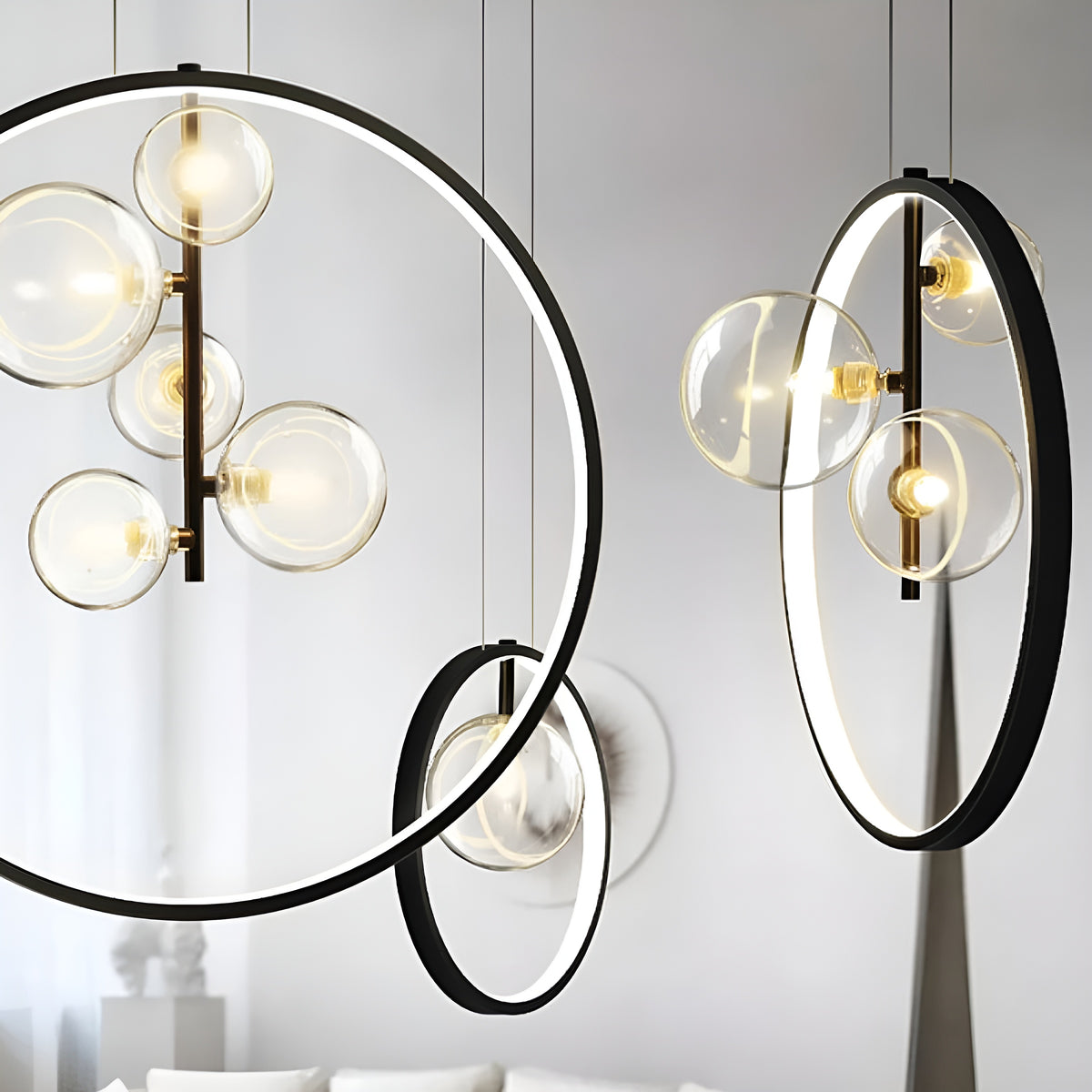 Висящ LED полилей Carina Ring 5 | Ринг и 5 стъклени сфери