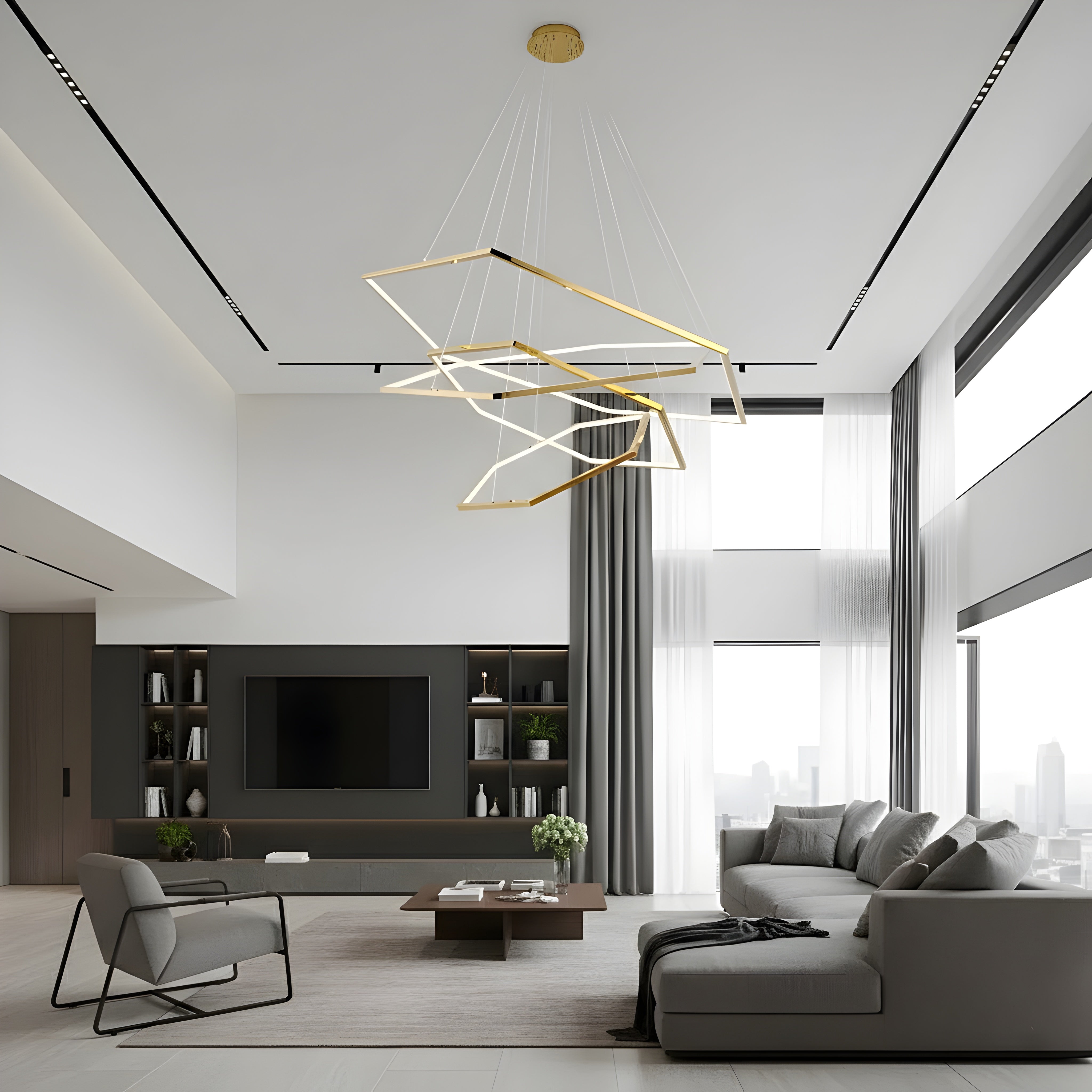 Висящ LED полилей Solis | 3 златни рамки | 52W | 3000K