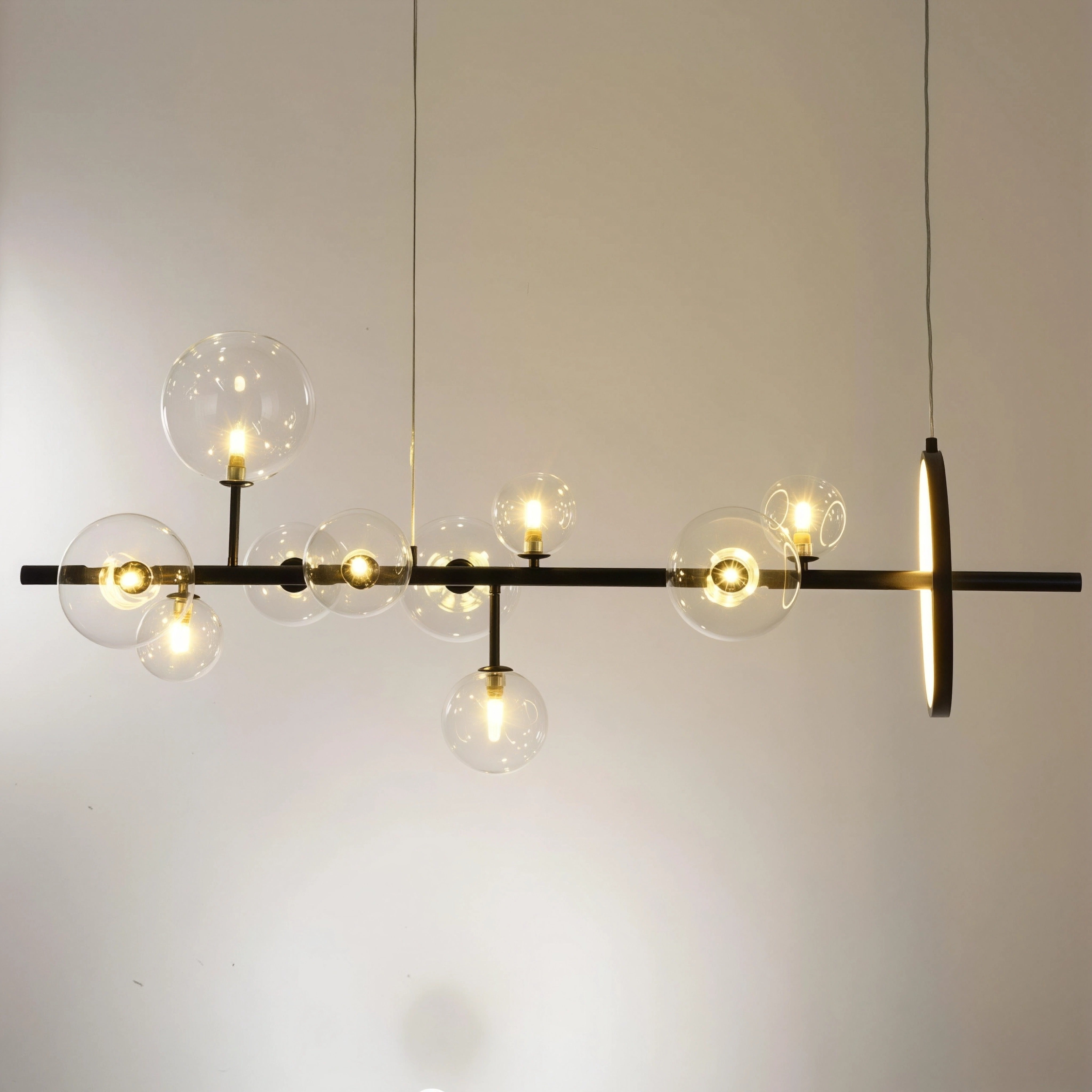 Висящ полилей Carina Line 10 | LED ринг | 10 стъклени сфери