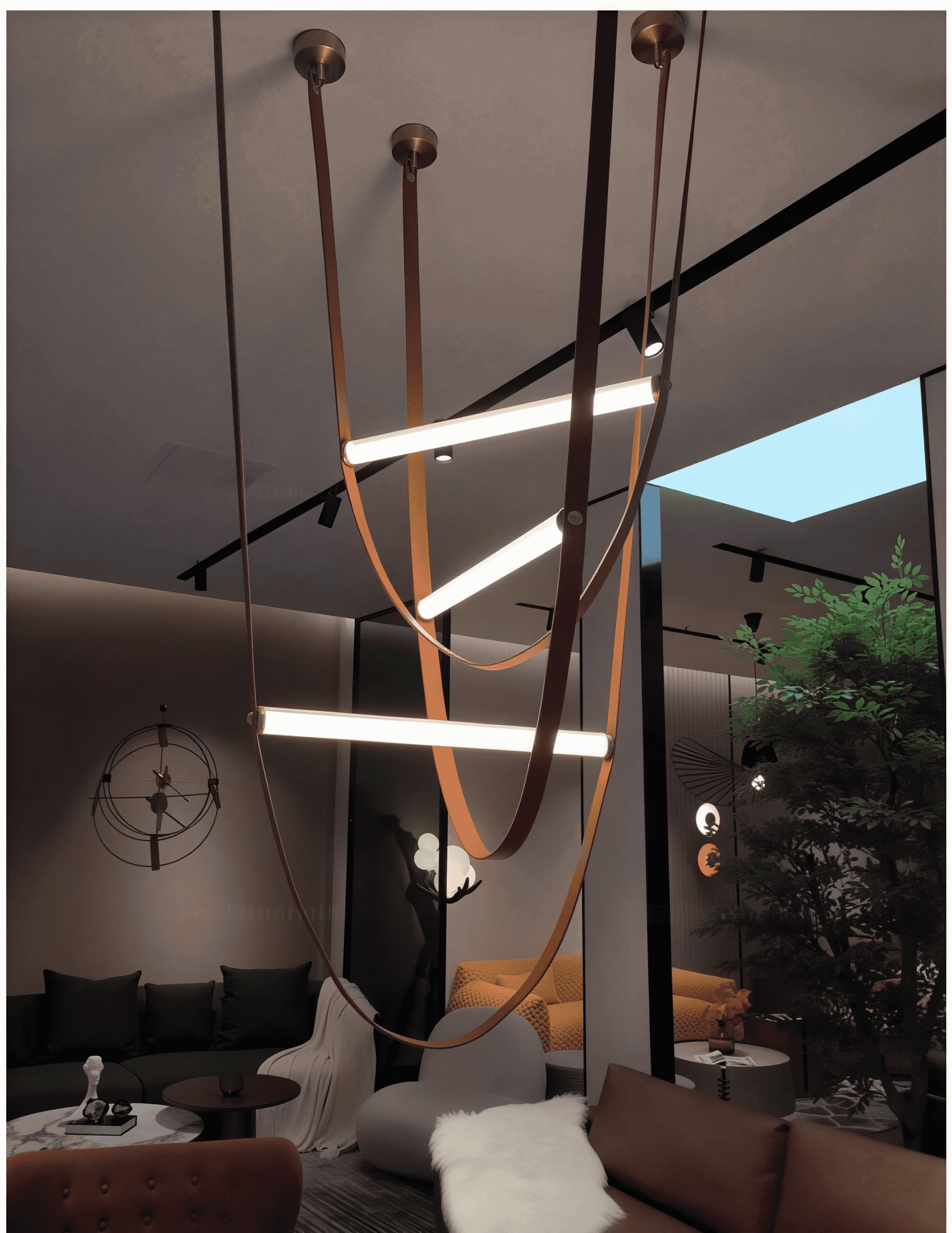 Висяща LED лампа Belt Stick | Кожен колан | 3000K | 8W