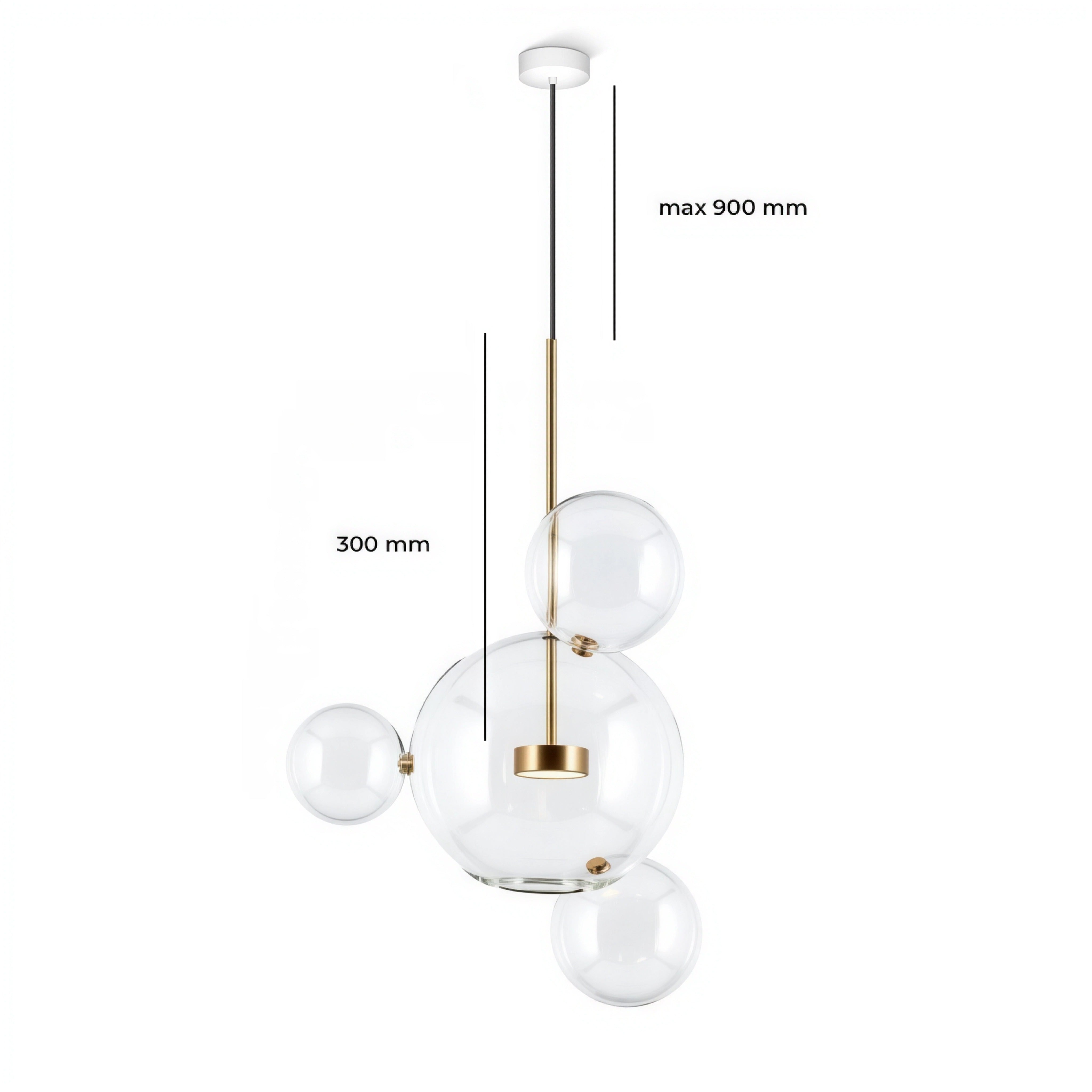 Висяща LED лампа Orbital 4 | 4 стъклени мехурчета | 7W | 3000K