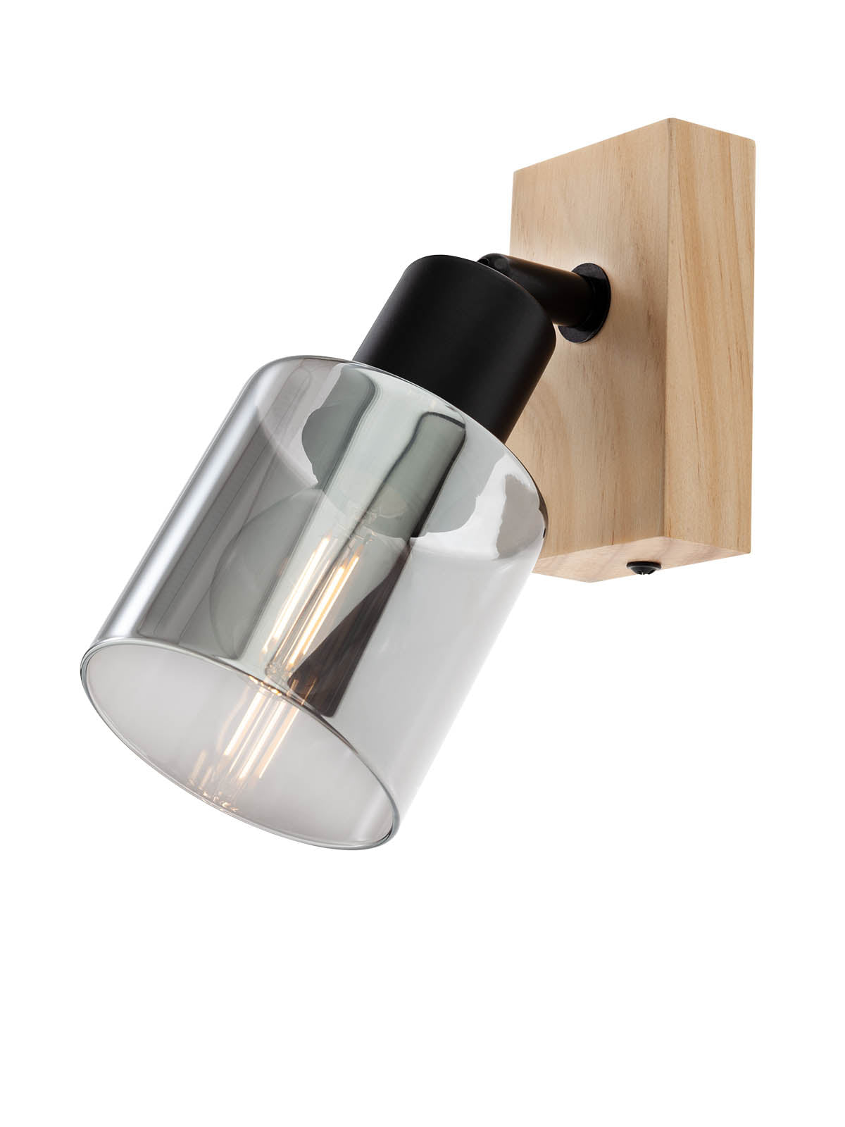 Стенен аплик/плафон ROTIS 1X15W E14 дърво/тъмно сив