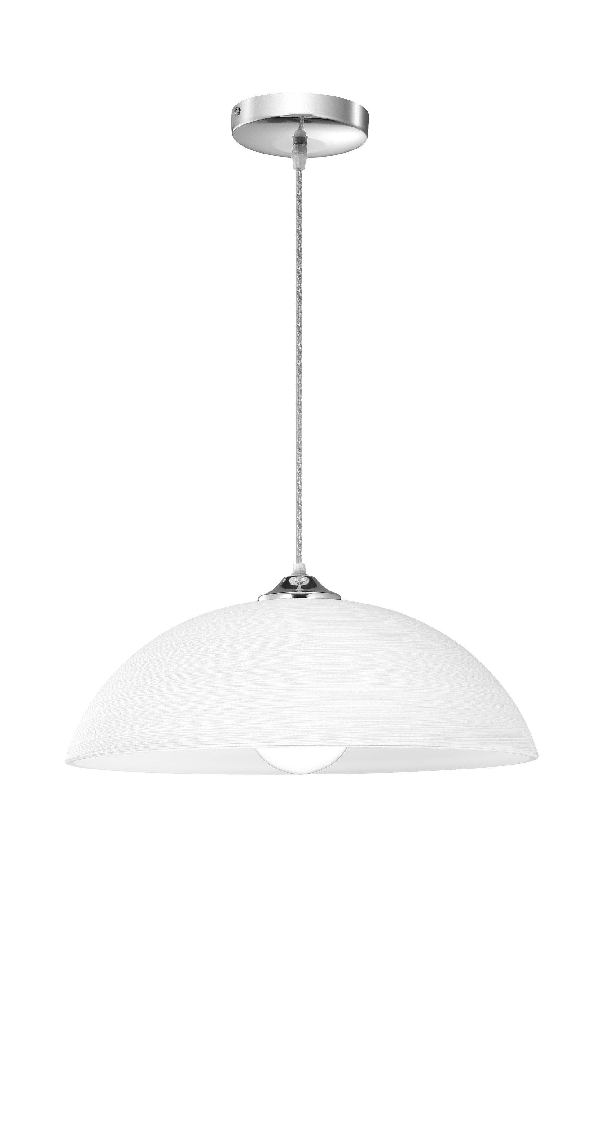 Висящо осветително тяло (пендел) VINCA 1x12W E27 Хром метал и бяло стъкло с техника