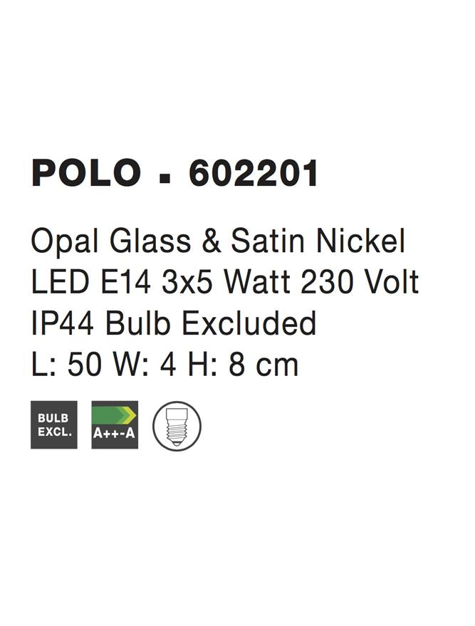 Висящо осветително тяло (пендел) POLO LED E14 15W Сатен никел опалово стъкло