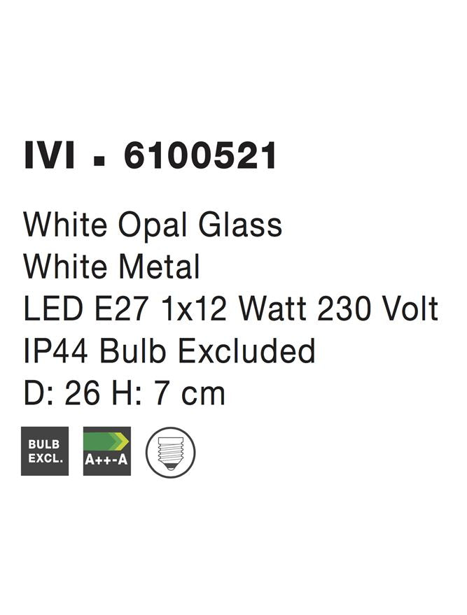 Висящо осветително тяло (пендел) IVI LED E27 12W Бяло опалово стъкло бял метал