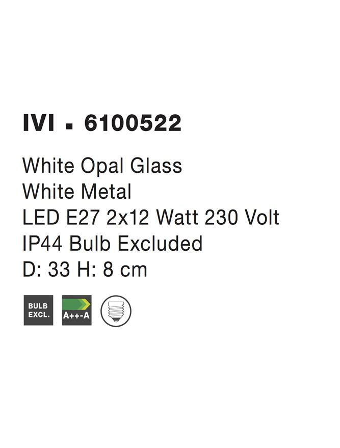 Висящо осветително тяло (пендел) IVI LED E27 24W Бяло опалово стъкло бял метал