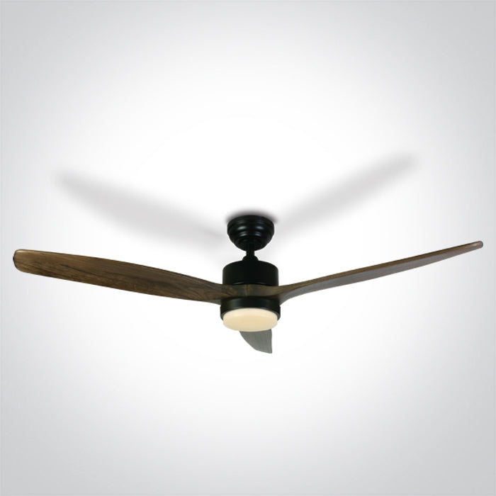 DARK WOOD Черен ROD Вентилатор 35W LED 22W CCT (регулируем цвят на светлината) IP20 230V