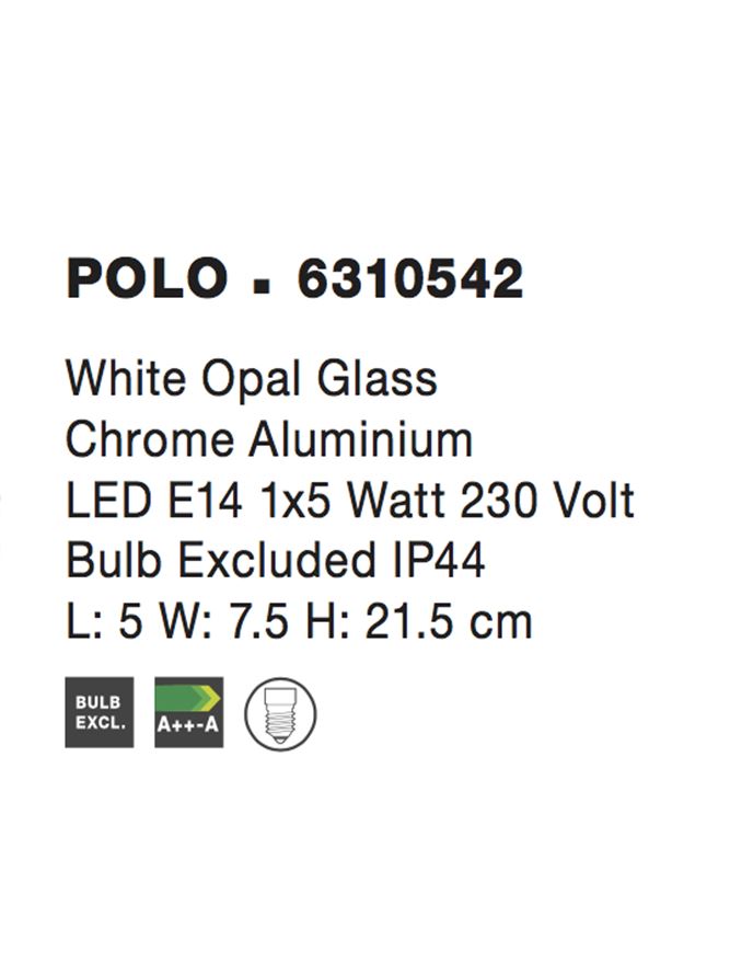 Висящо осветително тяло (пендел) POLO LED E14 5W Хром алуминий опалово стъкло