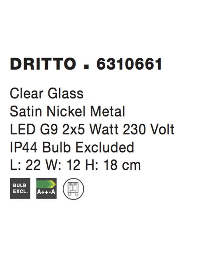 Висящо осветително тяло (пендел) DRITTO LED G9 10W Сатен никел прозрачно стъкло