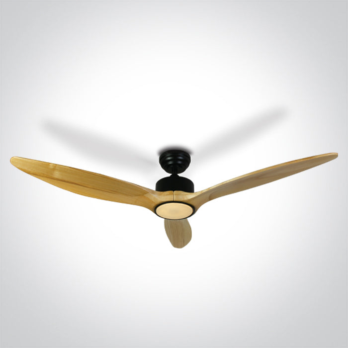 LIGHT WOOD Черен ROD Вентилатор 25W LED 22W CCT (регулируем цвят на светлината) IP20 230v