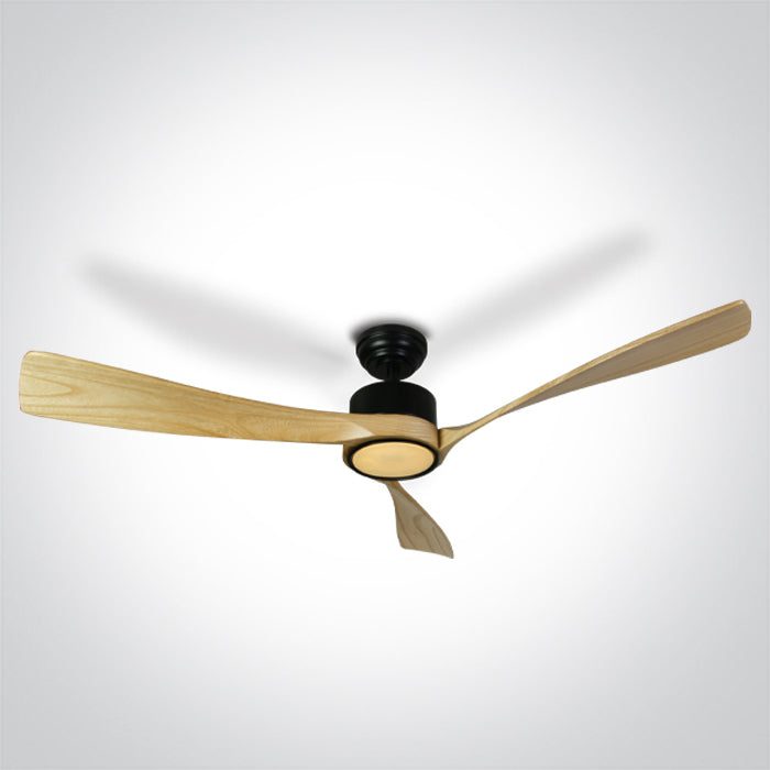 LIGHT WOOD Черен ROD Вентилатор 40W LED 22W CCT (регулируем цвят на светлината) IP20 230v