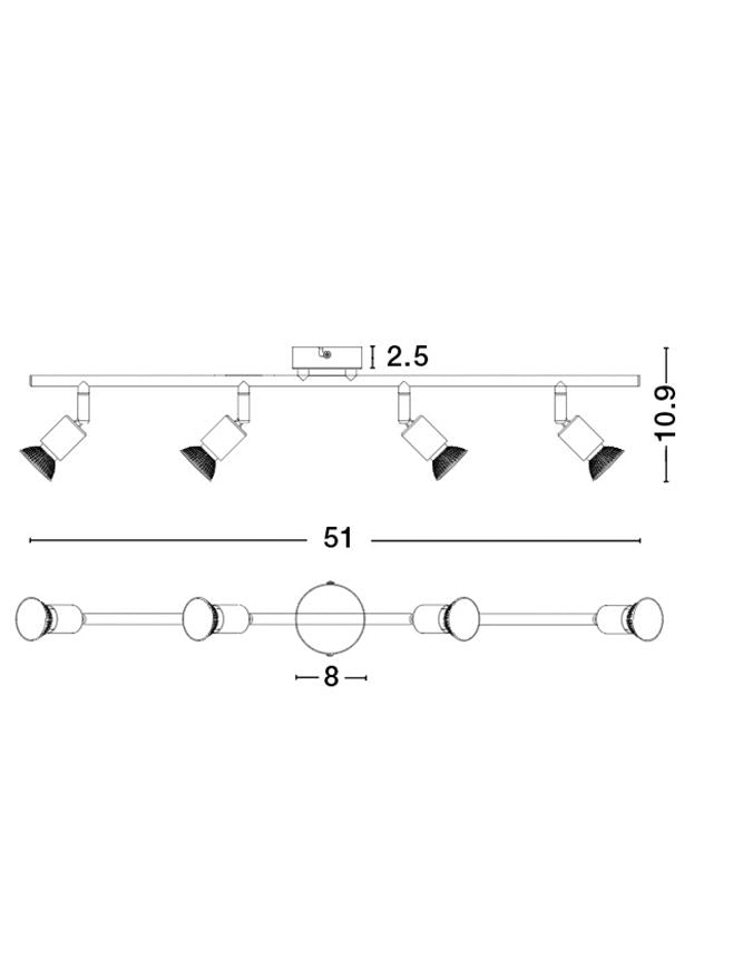 Висящо осветително тяло (пендел) BASE LED GU10 4x10W Античен месинг