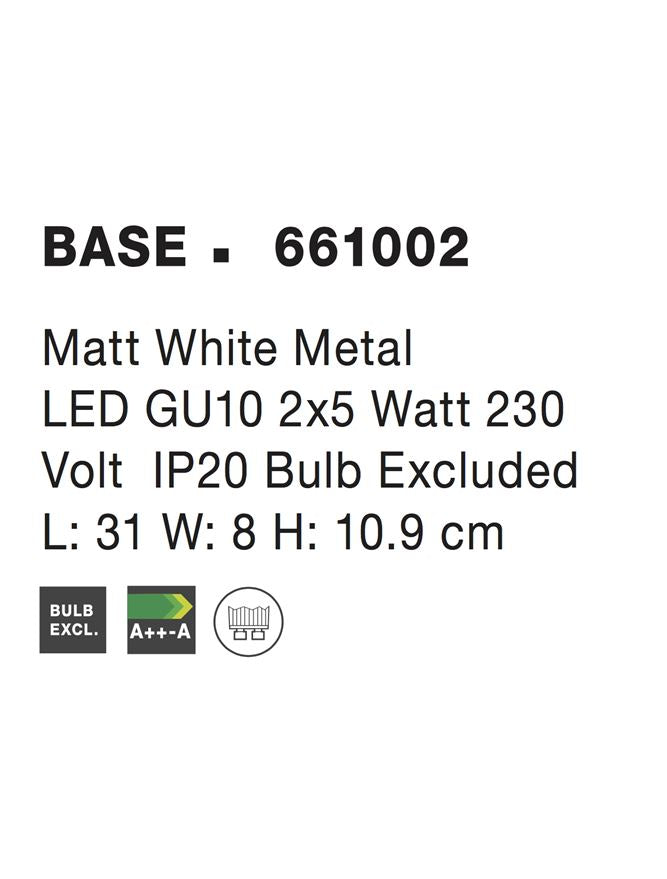 Висящо осветително тяло (пендел) BASE LED GU10 2x10W Матово бял