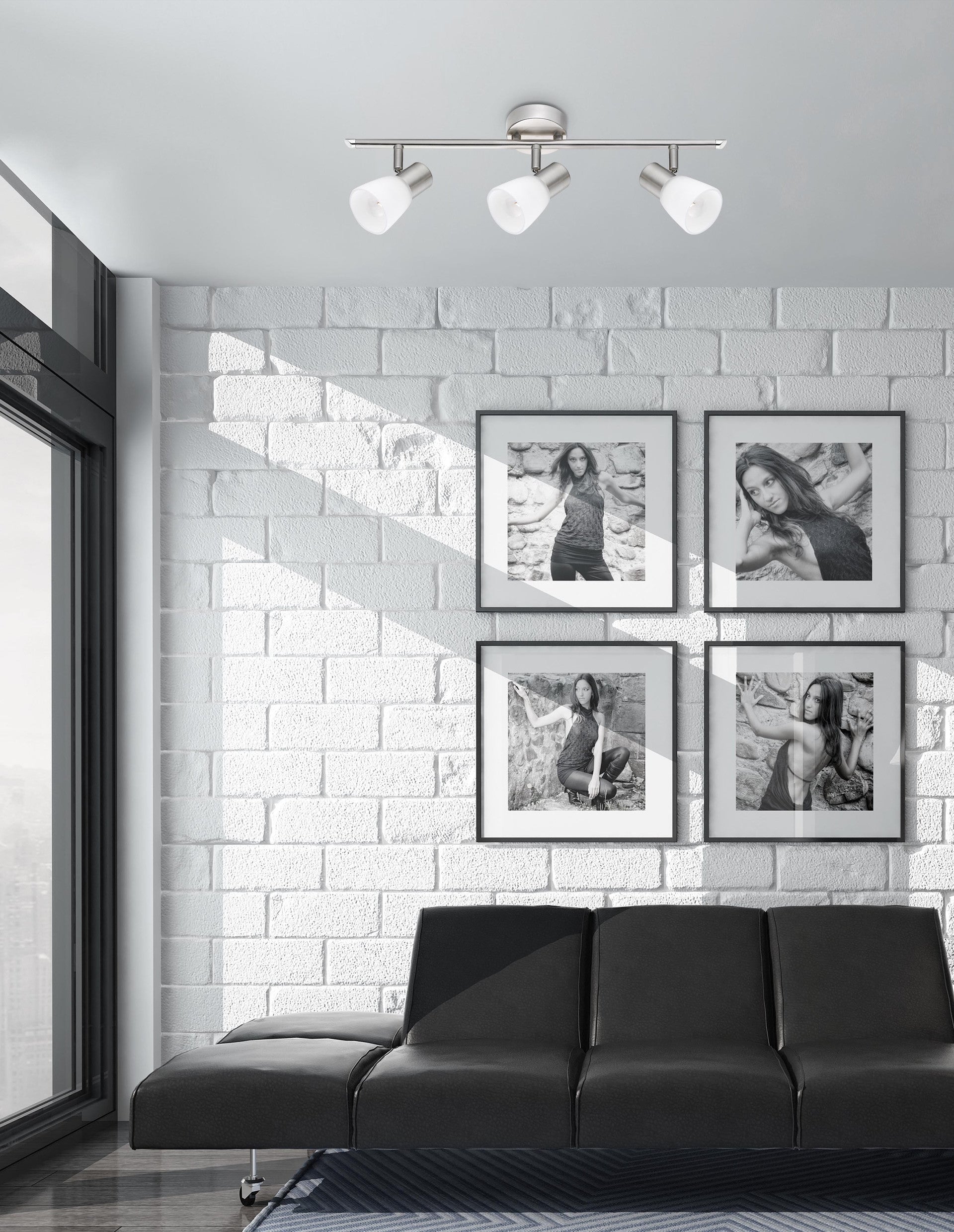 Висящо осветително тяло (пендел) PUBLICO LED E14 3x5W Опалово стъкло и античен месинг