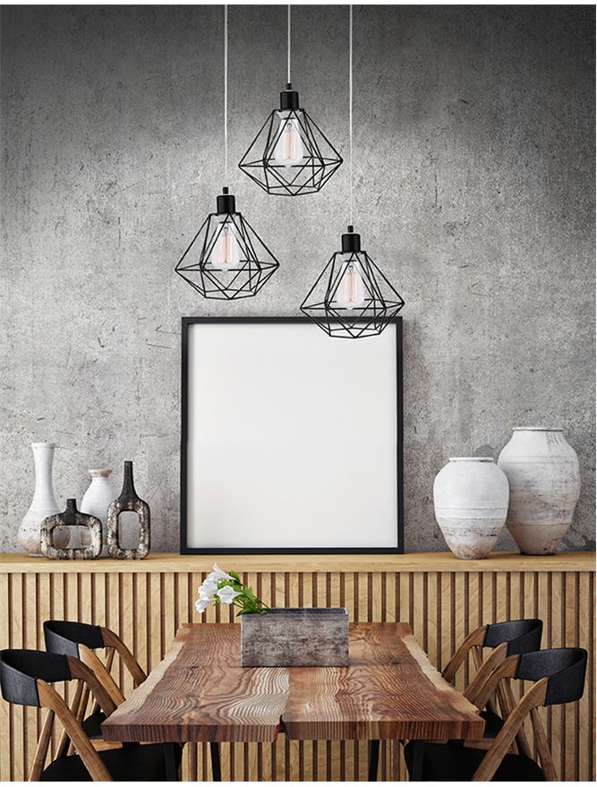 Висящо осветително тяло (пендел) PIETRA 3x12W LED Матово черен метал