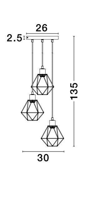 Висящо осветително тяло (пендел) PIETRA 3x12W LED Матово черен метал