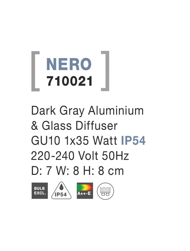 Външен аплик NERO LED GU10 2x10W Тъмен сив алуминий