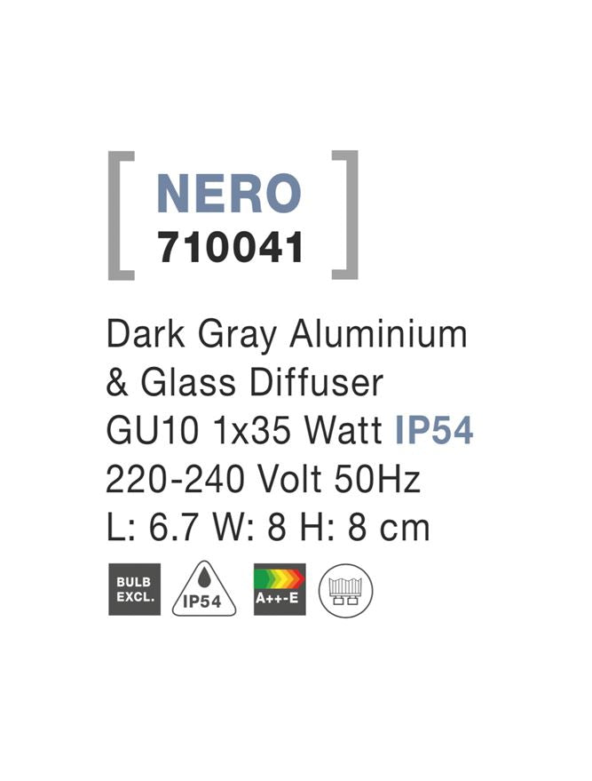 Външен аплик NERO LED GU10 2x10W Сив алуминий