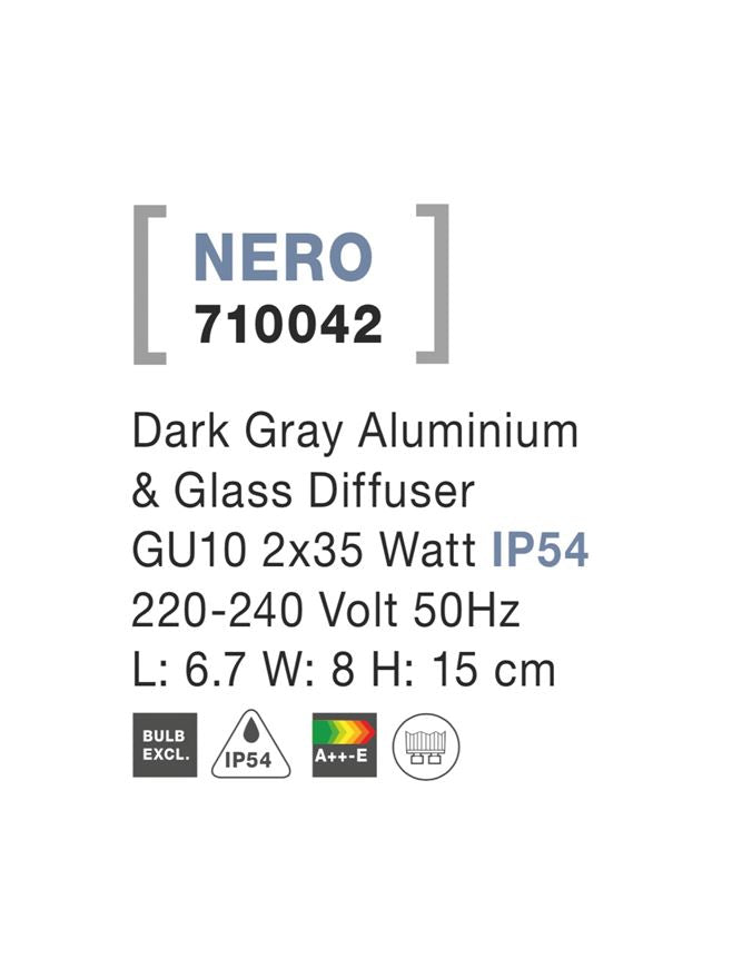 Външен аплик NERO LED GU10 2x10W Сив алуминий нагоре/надолу