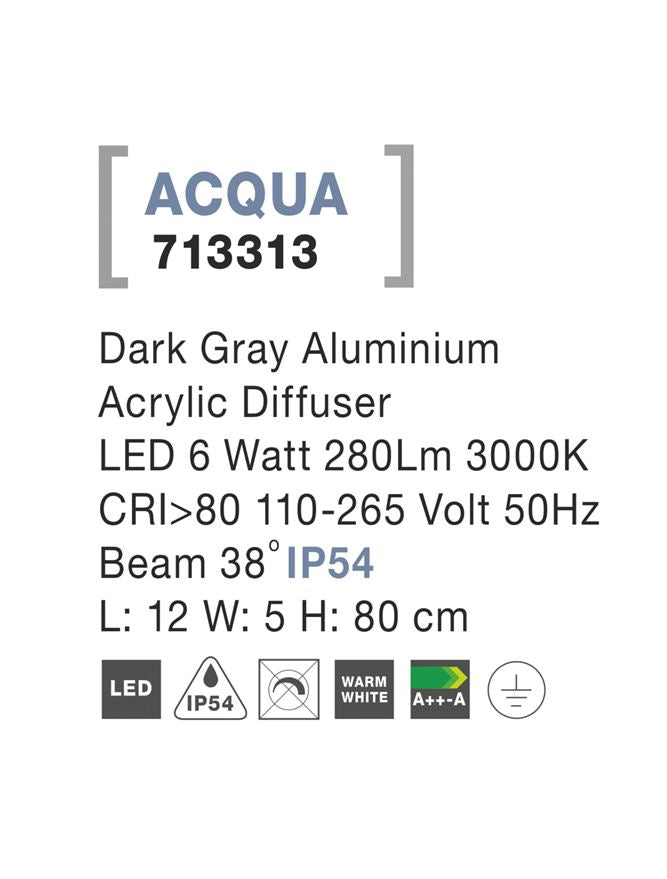 Външен пендел ACQUA 5W Тъмен сив алуминий