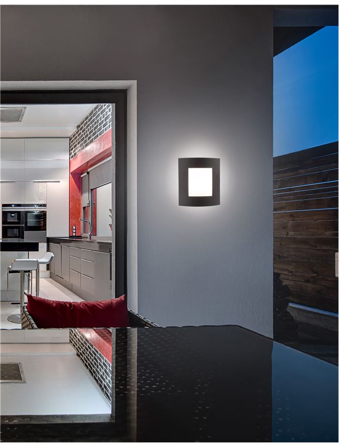 Външен аплик ZENITH LED E27 12W Тъмен сив алуминий бял акрил