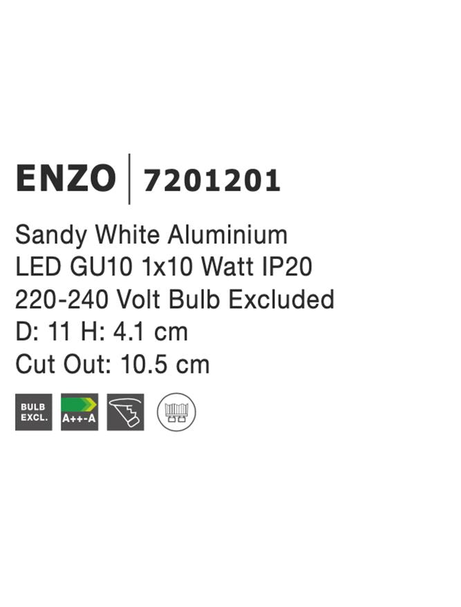 Техническо осветление ENZO GU10 50W Регулируем бял алуминий ⌀11