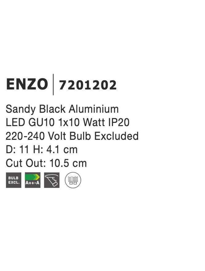 Техническо осветление ENZO GU10 50W Регулируем черен алуминий ⌀11