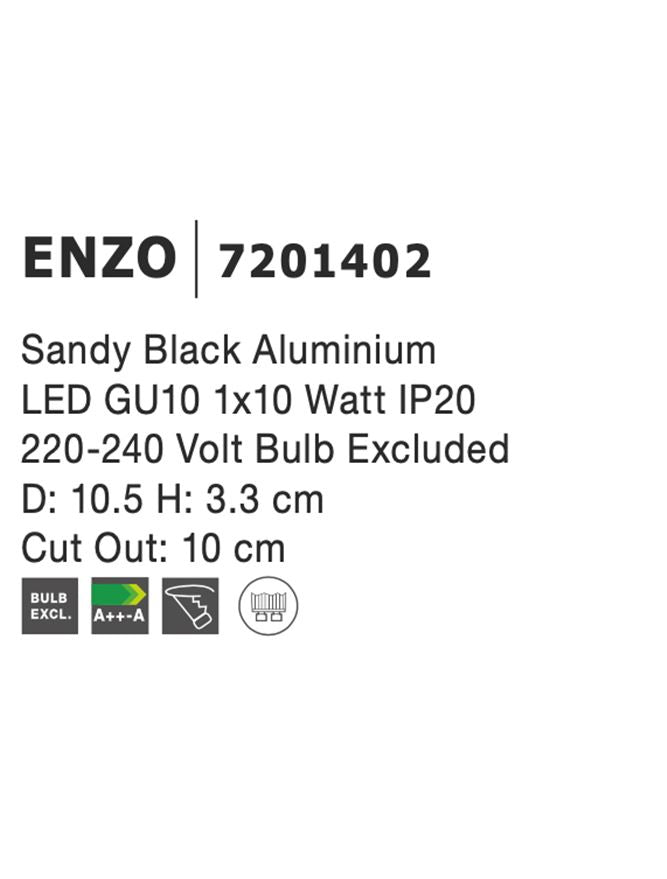Техническо осветление ENZO GU10 50W Черен алуминий ⌀10.5 H3.3см