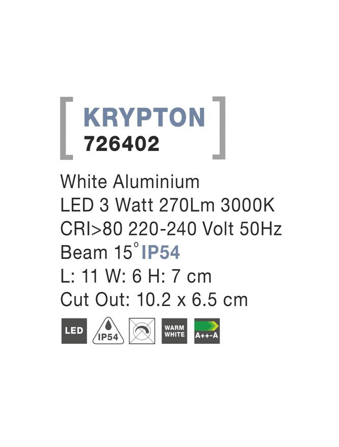 Външен аплик KRYPTON 3W Пясъчно бял алуминий IP54