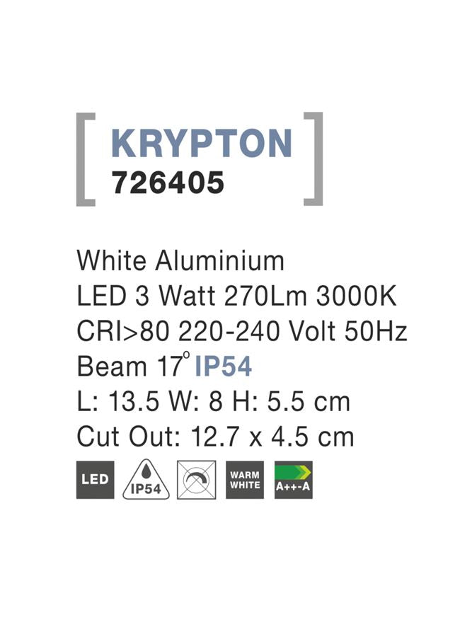 Външен аплик KRYPTON 3W Пясъчно бял алуминий IP54