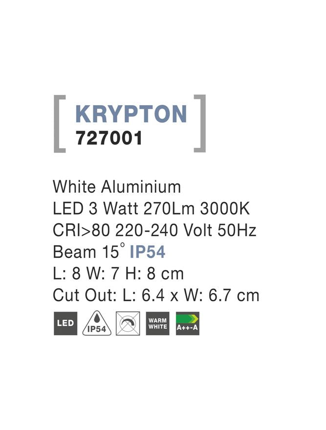Външен аплик KRYPTON 3W Пясъчно бял алуминий IP54