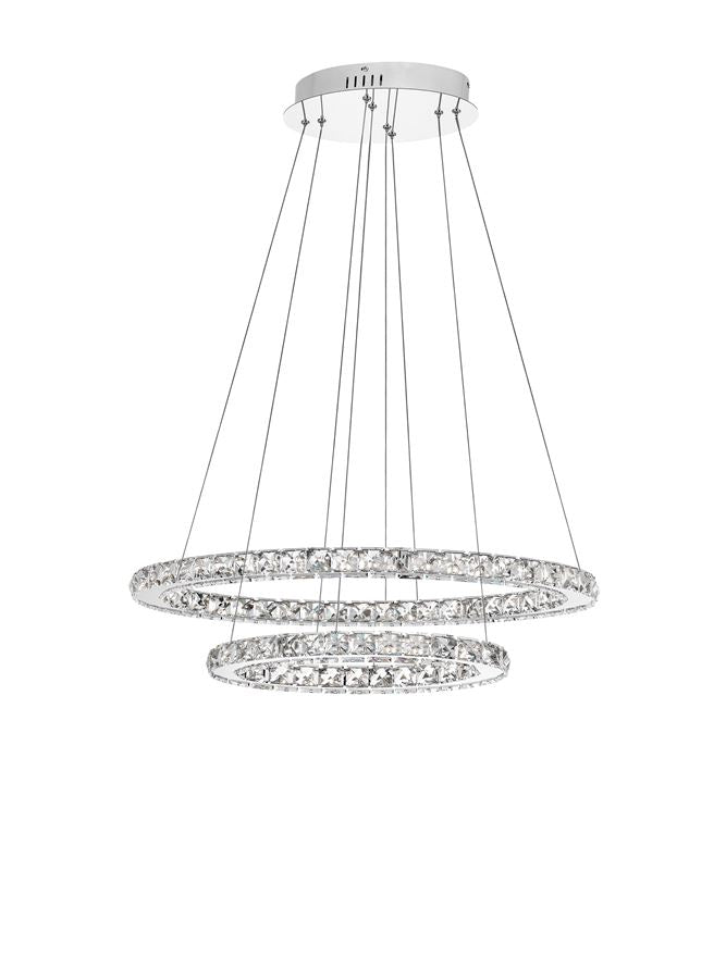 Висящо осветително тяло (пендел) CELINE 40W LED Хромиран алуминий и кристал L64 W44 H120см Регулируема и въртяща