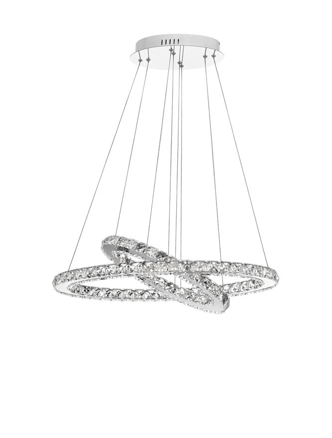 Висящо осветително тяло (пендел) CELINE 40W LED Хромиран алуминий и кристал L64 W44 H120см Регулируема и въртяща