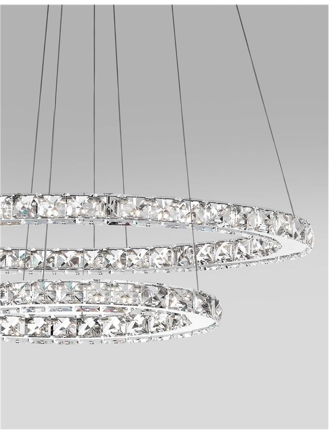 Висящо осветително тяло (пендел) CELINE 40W LED Хромиран алуминий и кристал L64 W44 H120см Регулируема и въртяща