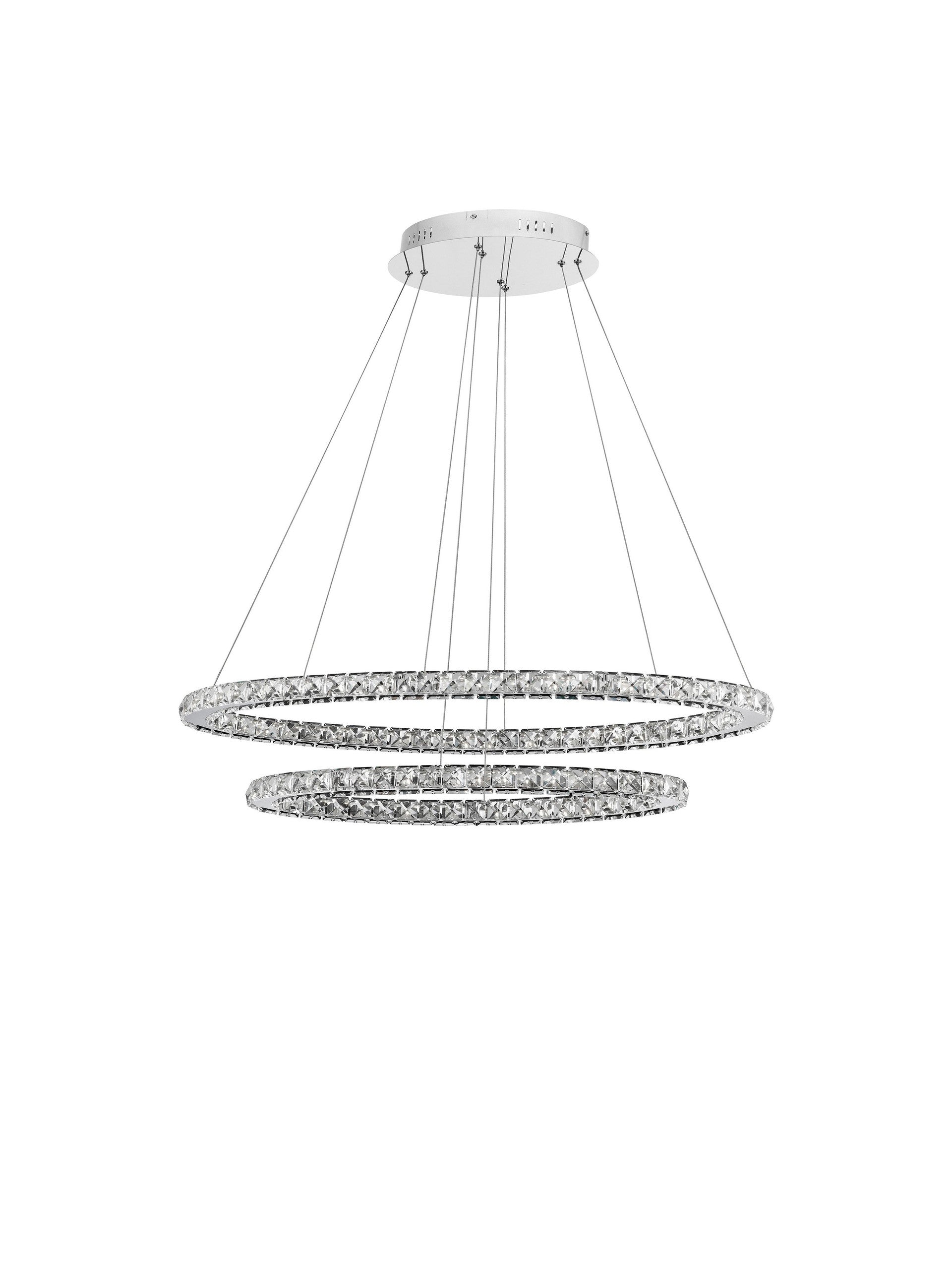 Висящо осветително тяло (пендел) CELINE 50W LED Хромиран алуминий и кристал L85 W42 H120см Регулируема и въртяща