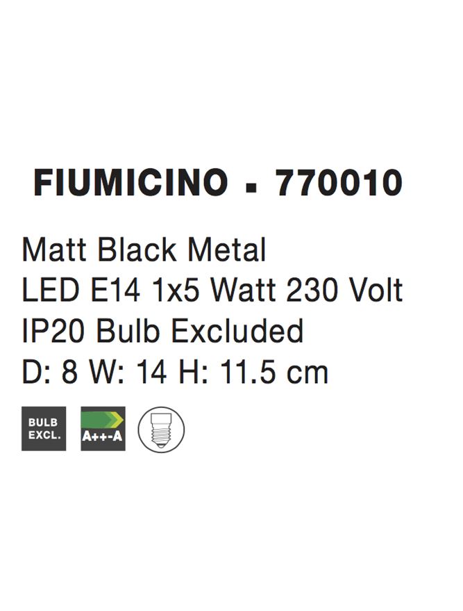 Висящо осветително тяло (пендел) FIUMICINO 1x5W E14 Матово черен метал
