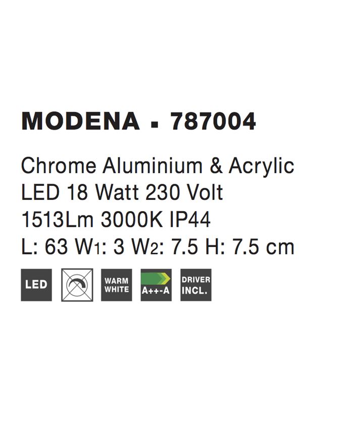 Висящо осветително тяло (пендел) MODENA 18W Хром алуминий акрил