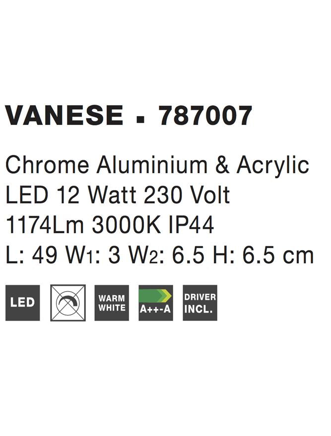 Висящо осветително тяло (пендел) VANESE 12W Хром алуминий акрил