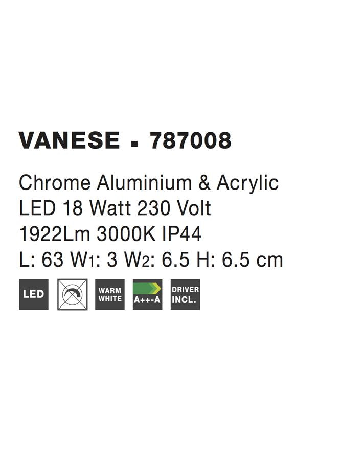 Висящо осветително тяло (пендел) VANESE 18W Хром алуминий акрил