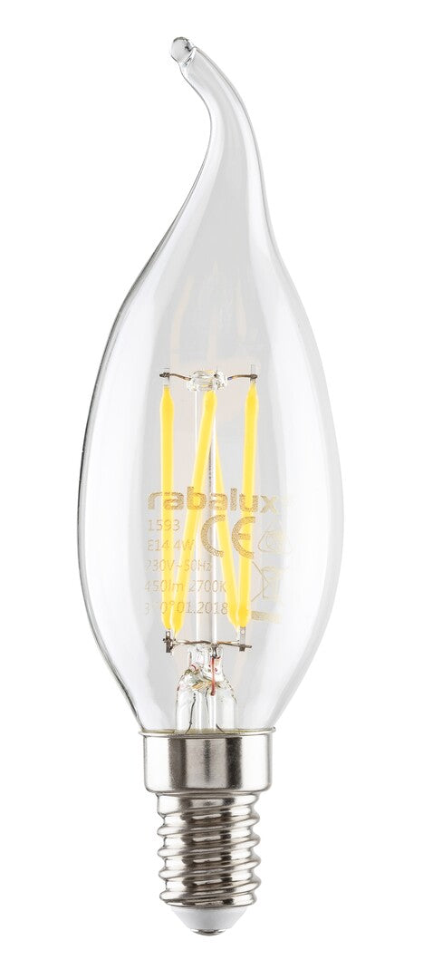 Филаментна LED крушка, E14 CF35, 4W, 470lm, 4000K