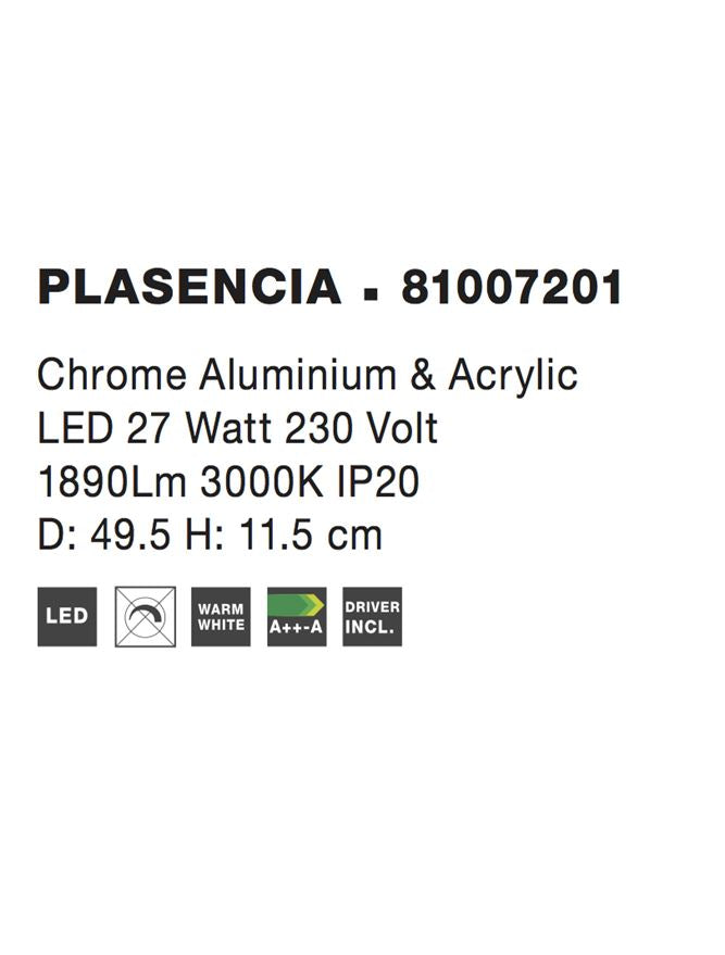 Висящо осветително тяло (пендел) PLASENCIA 27W Хромиран алуминий и акрил