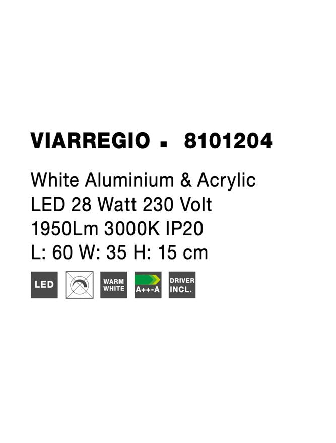 Висящо осветително тяло (пендел) VIARREGIO 28W LED Бял алуминий и акрил